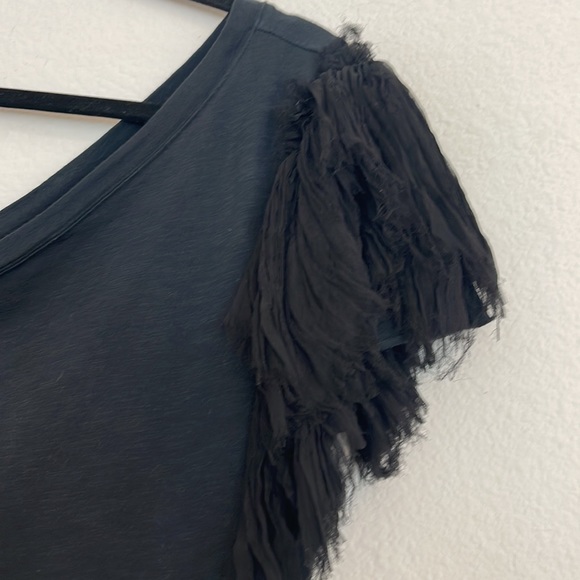 Elizabeth and James Black One shoulder fringed top medium - Picture 4 of 7